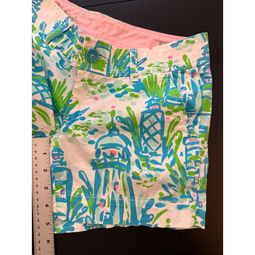 Lilly Pulitzer The Callahan Short Women's Size 00‎ Blue/Green 100% Cotton Preppy